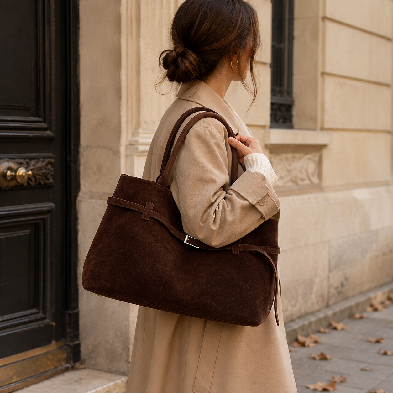 Bolso Siena Efecto Ante — Chocolate