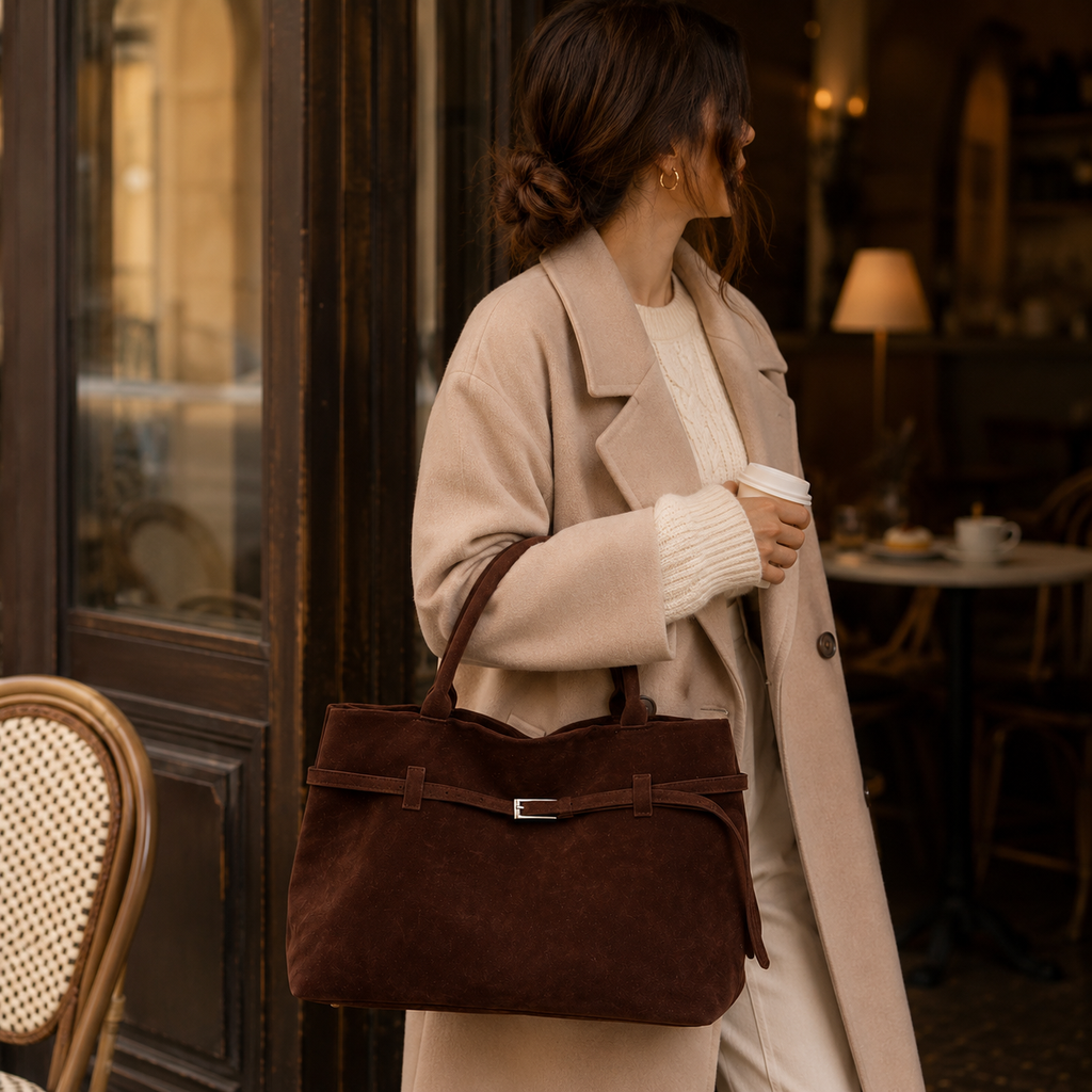 Bolso Siena Efecto Ante — Chocolate