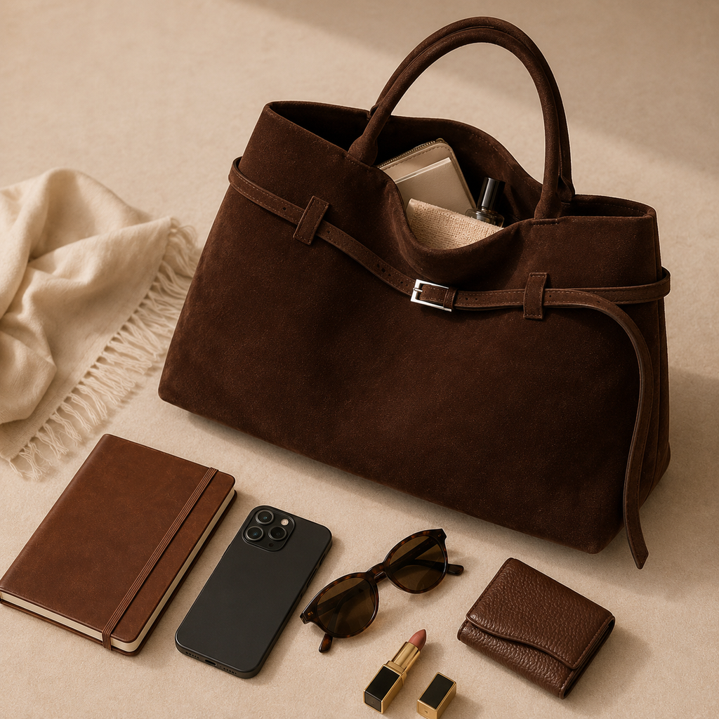 Bolso Siena Efecto Ante — Chocolate