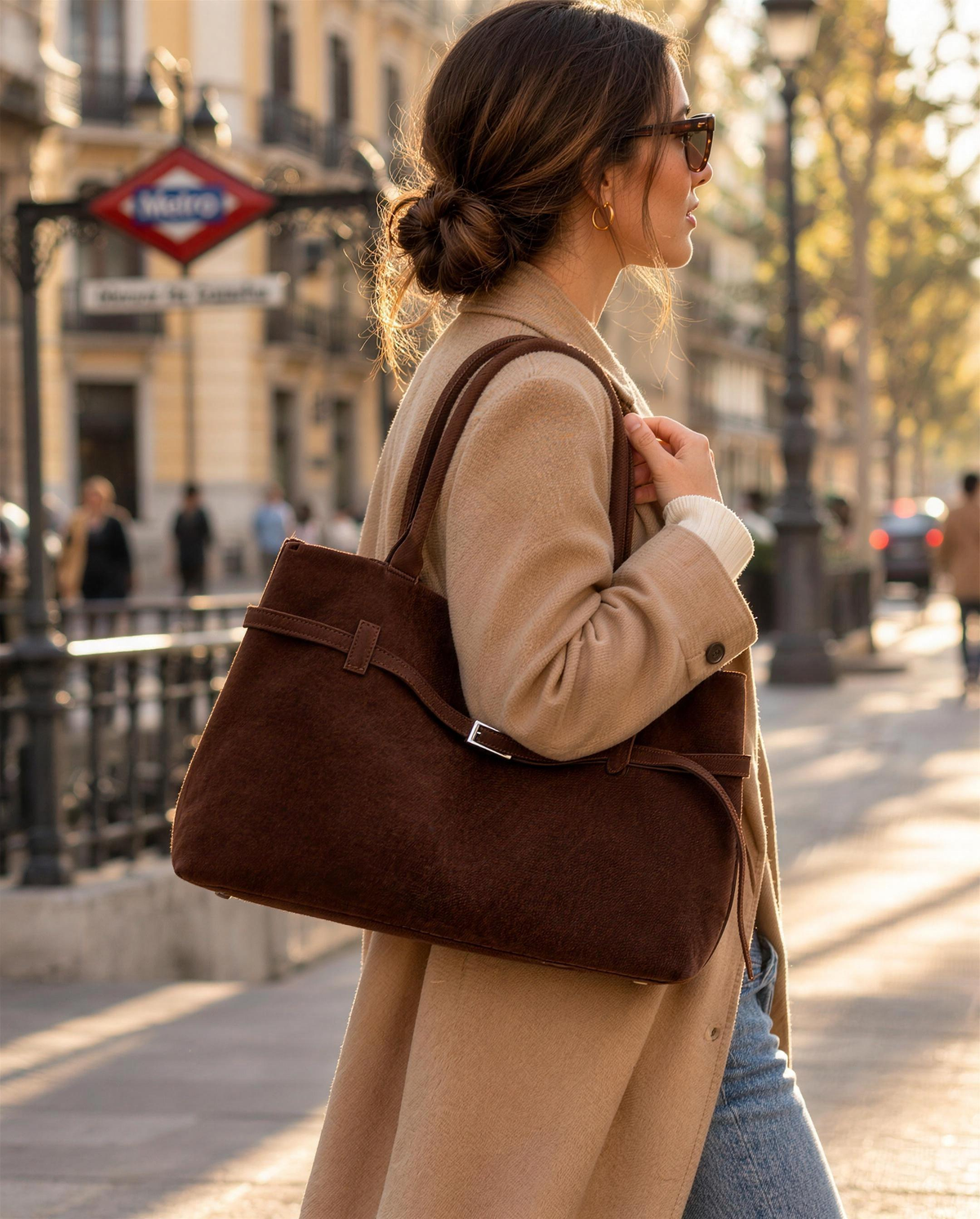 Bolso Siena Efecto Ante — Chocolate